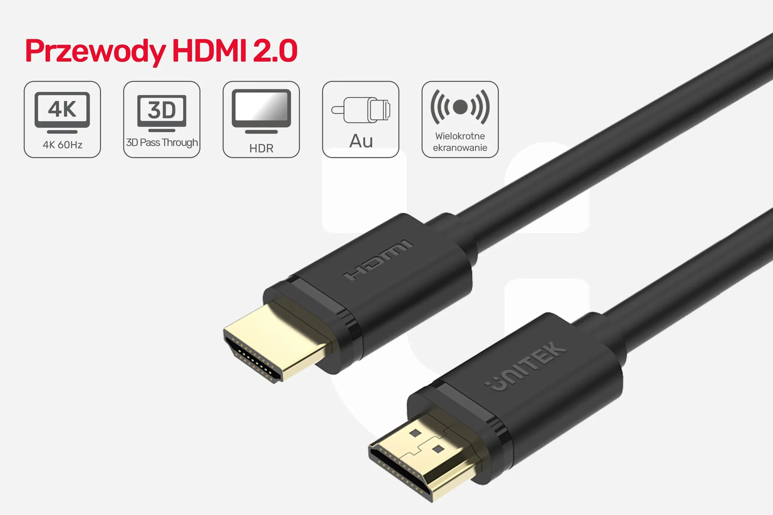 Unitek krótki przewód HDMI 2.0 M/M 4K 0,5m Y-C185M