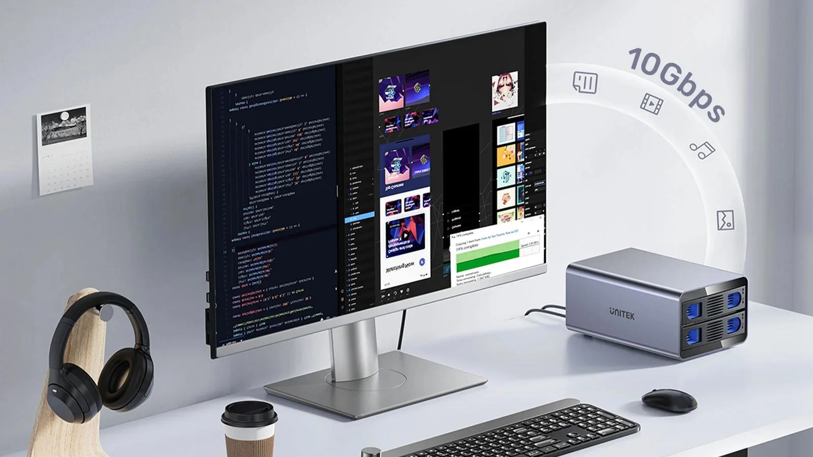 Unitek Obudowa RAID do dysku SATA 2.5''/3.5'' 4 tryby 40TB USB C 10Gb/s