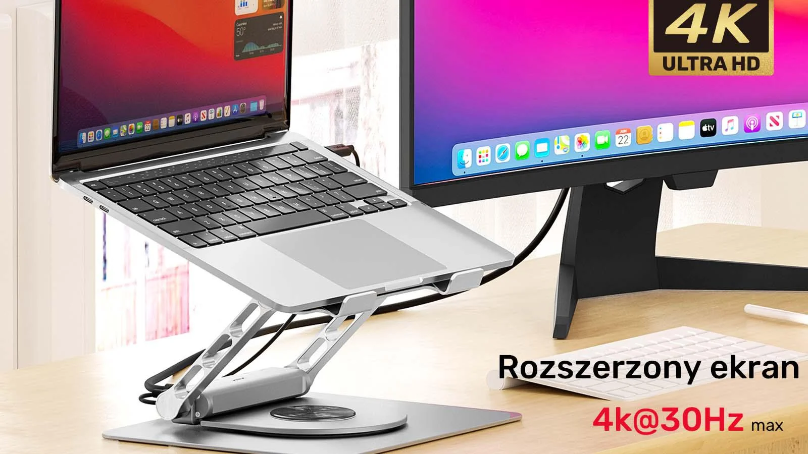 Unitek Podstawka pod laptop z odłączanym hubem USB-C HDMI 1,4, 4K PD 100W