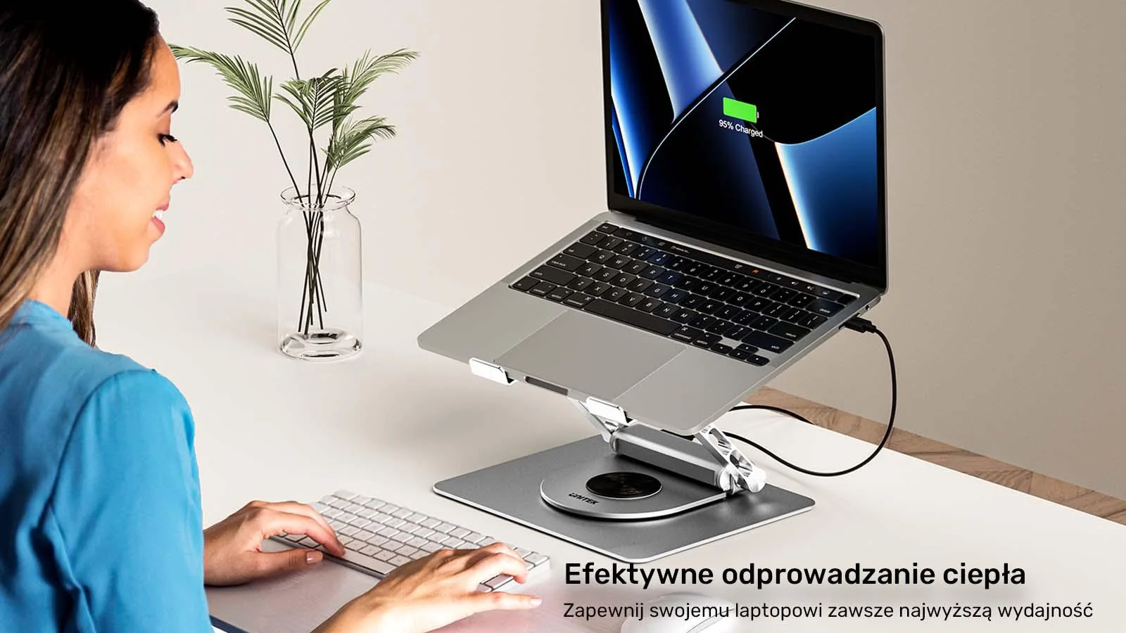 Unitek Podstawka pod laptop z odłączanym hubem USB-C HDMI 1,4, 4K PD 100W