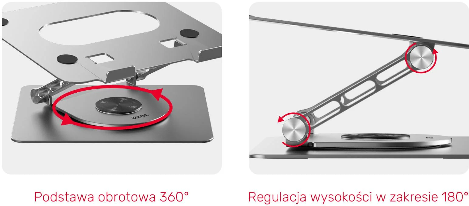 Unitek Podstawka pod laptopa regulowana, 10''-16'