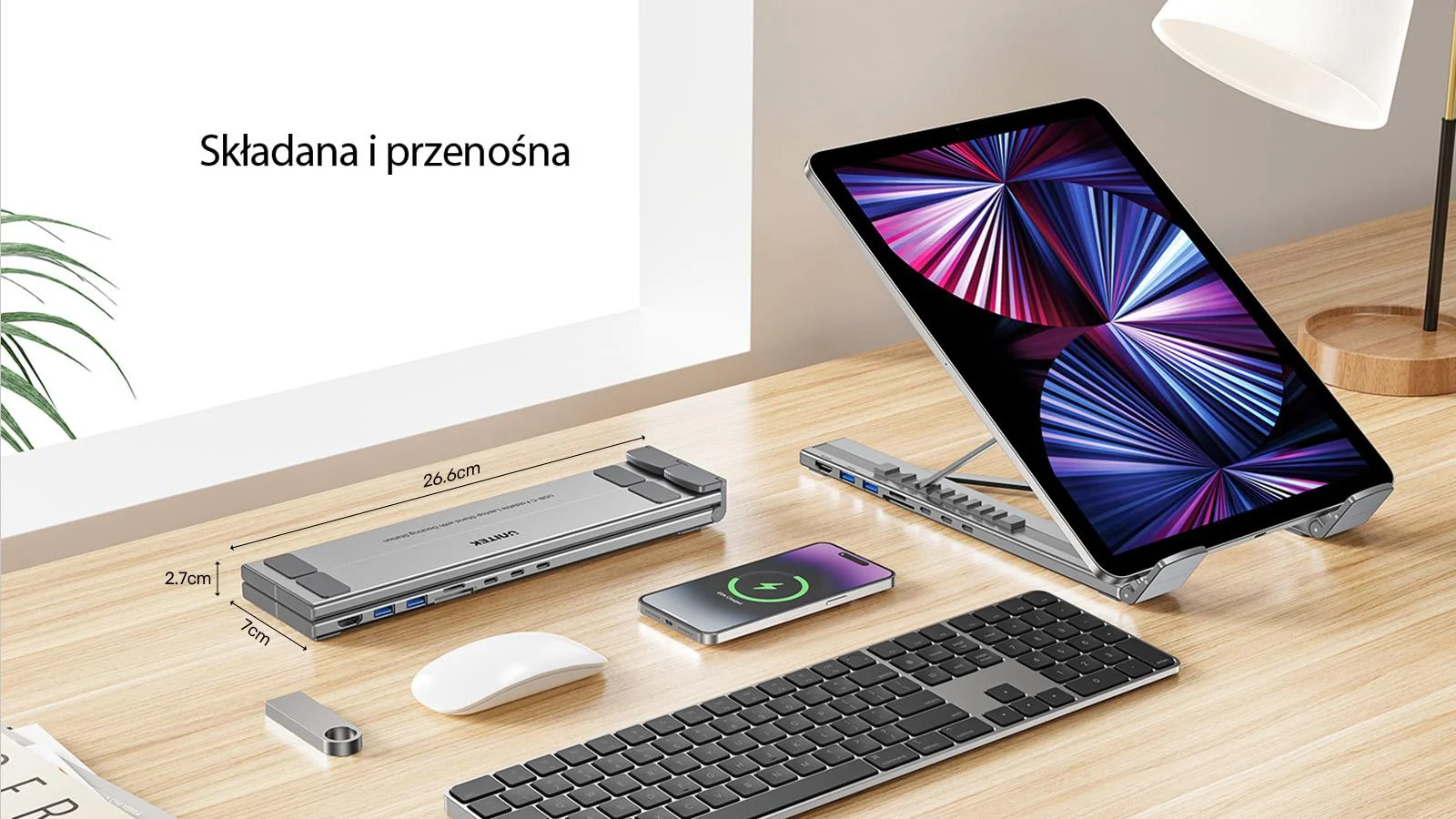 Unitek Podstawka regulowana pod laptop z hubem/HDMI/PD/SD