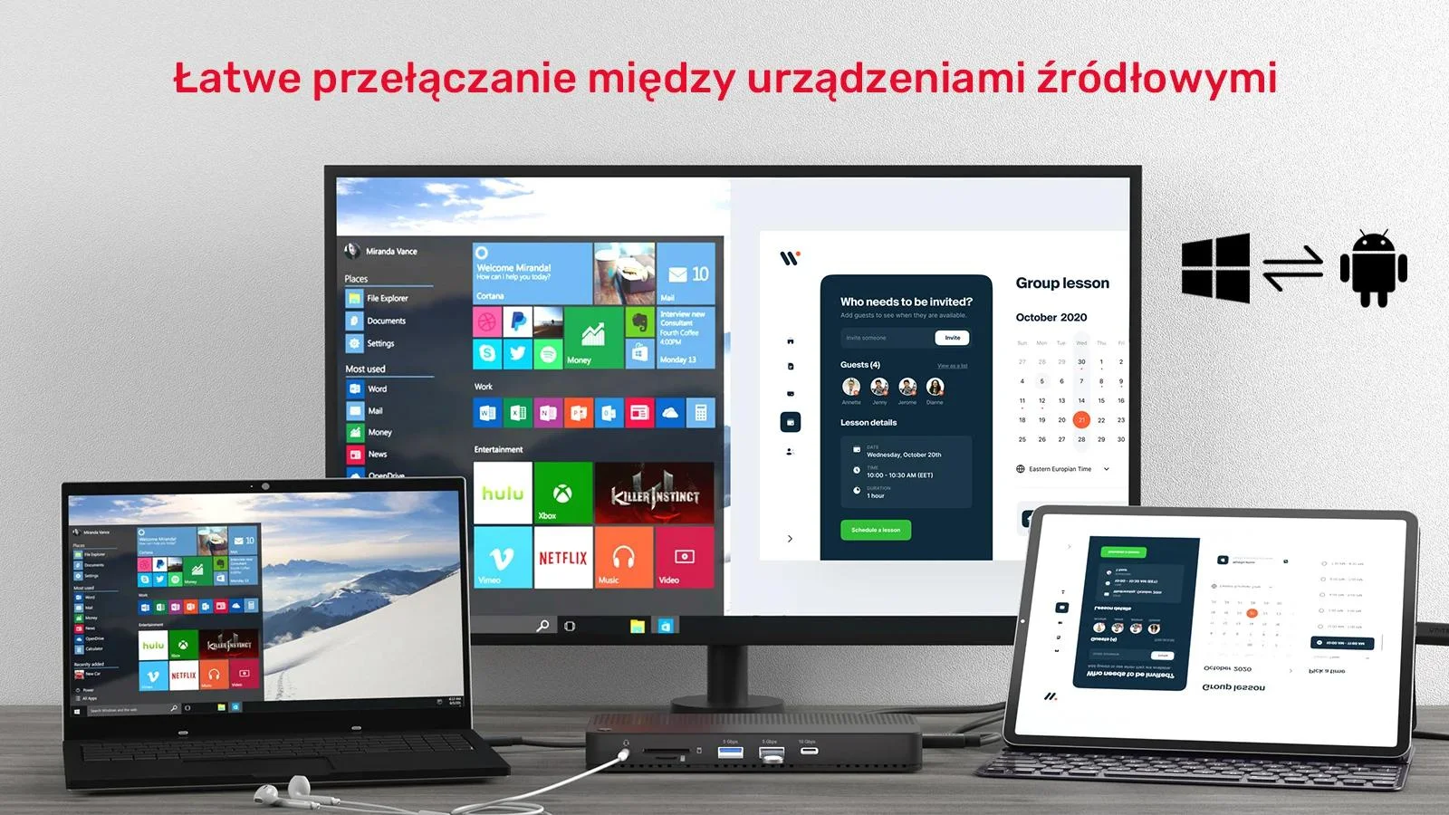 Unitek Przełącznik KVM 4K Hub USB 11 portów