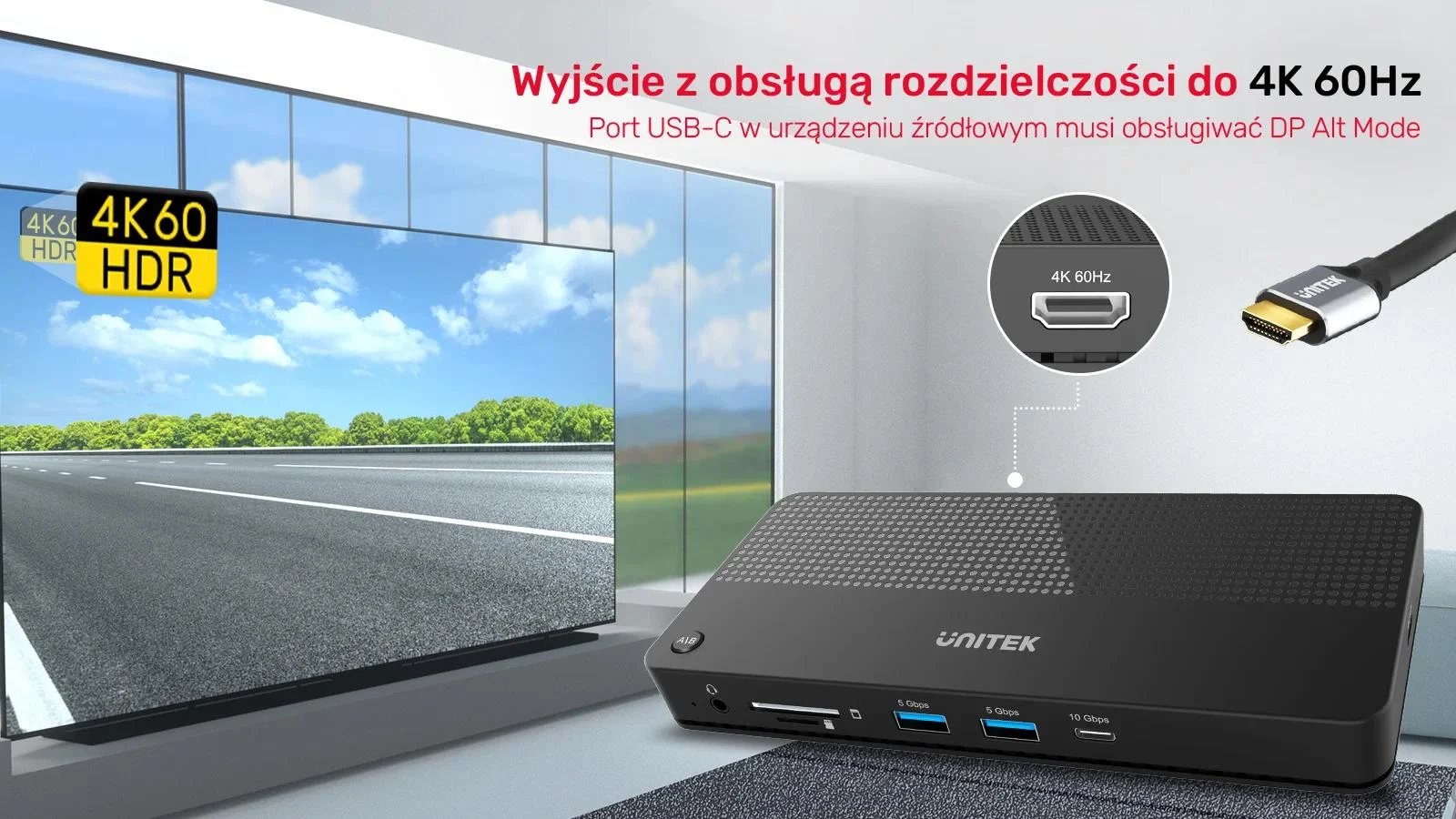 Unitek Przełącznik KVM 4K Hub USB 11 portów