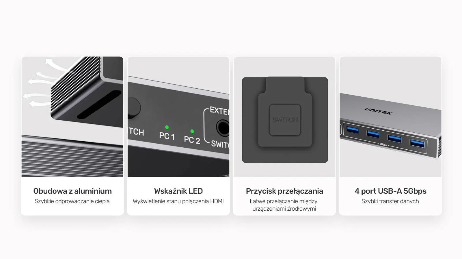 Unitek Przełącznik KVM 4K@60Hz USB 3.0 HDMI