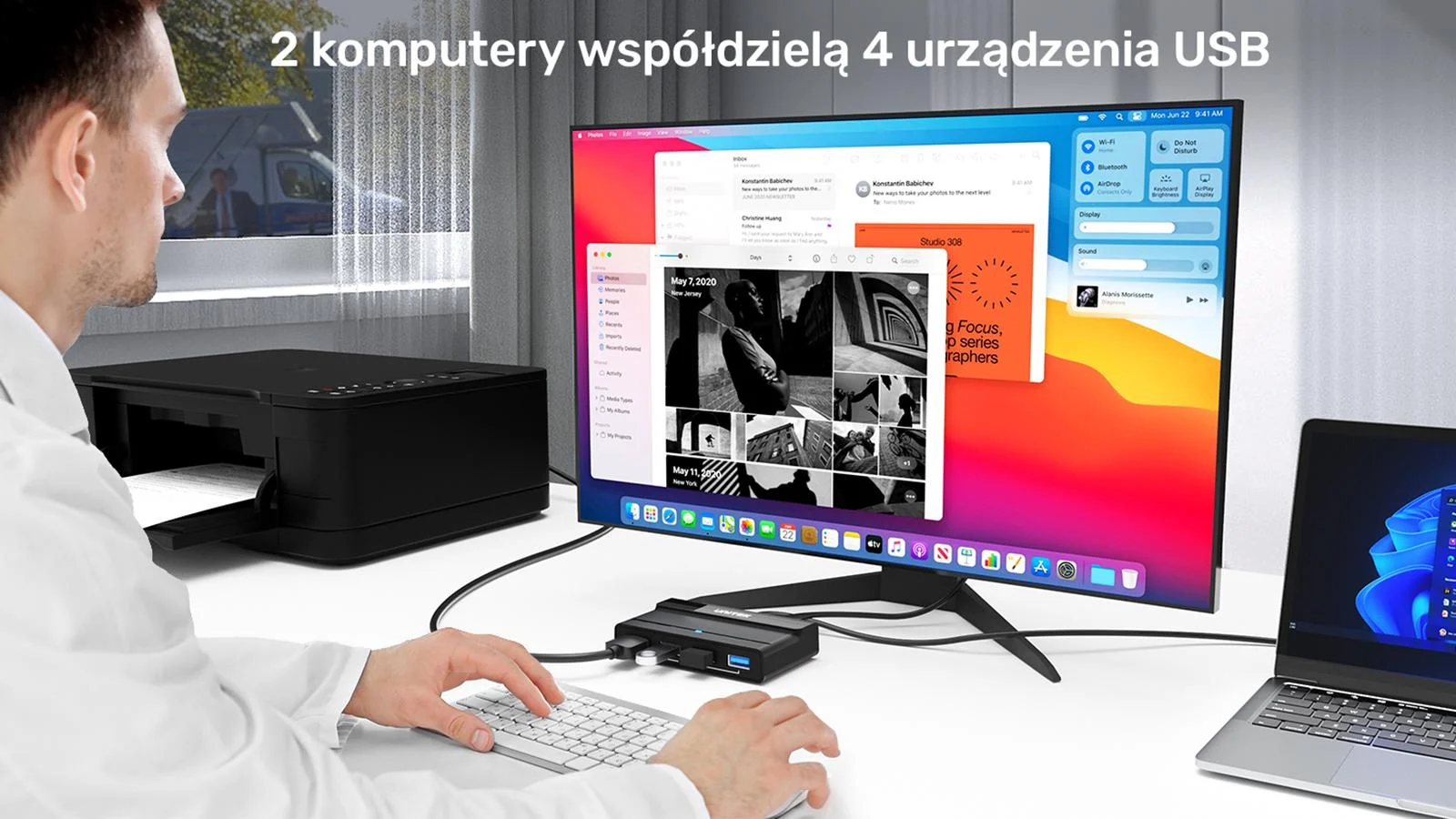 Unitek Przełącznik KVM 4x USB-A 5Gbps aktywny H1310A