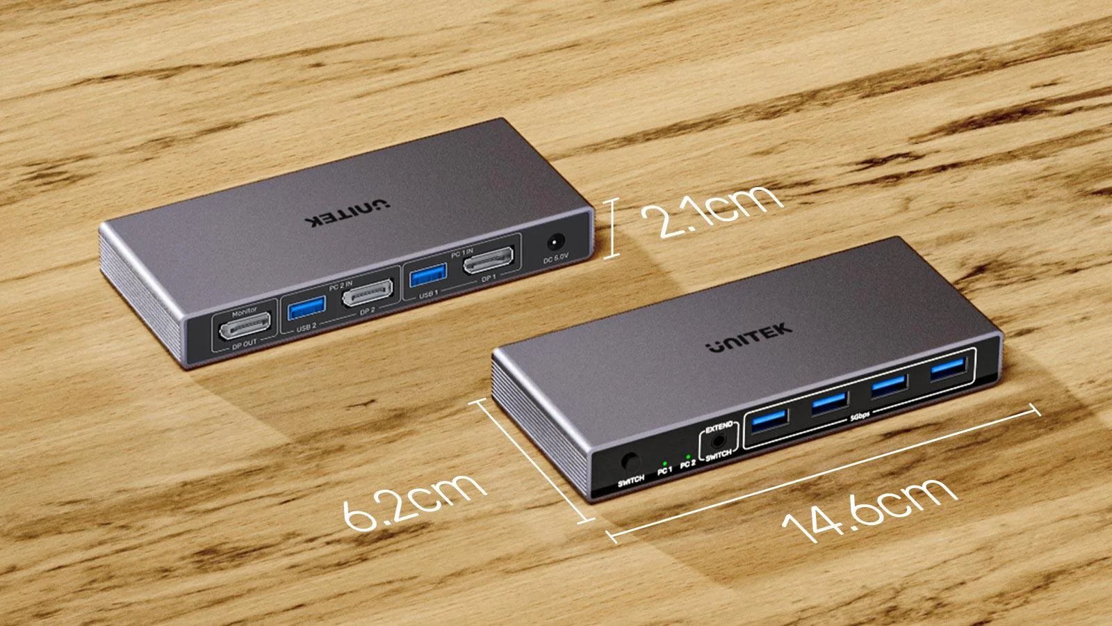 Unitek Przełącznik KVM 8K@60Hz USB 3.0 5Gbps DP