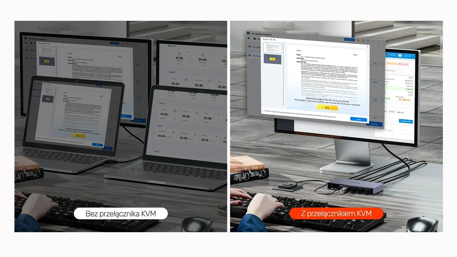Unitek Przełącznik KVM 8K@60Hz USB 3.0 5Gbps DP