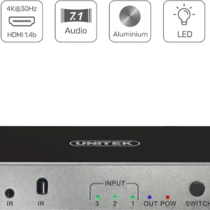 unitek przeacznik sygnau hdmi 14b 3 in 1 out 4k 0c009519dac44698a481df4a3392019a