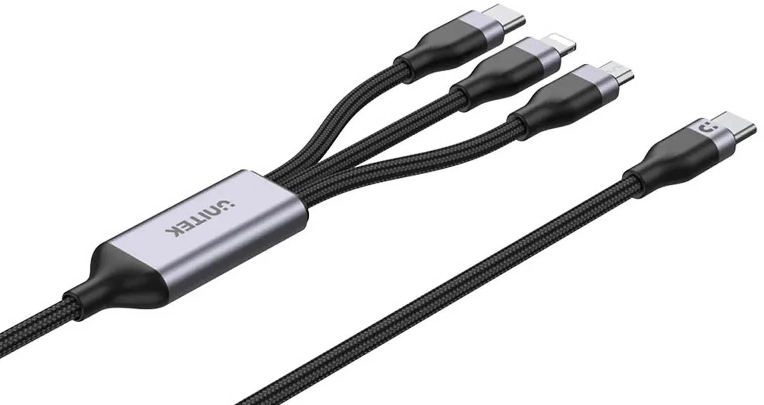 Unitek przewód ładujący USB 3 w 1 czarny