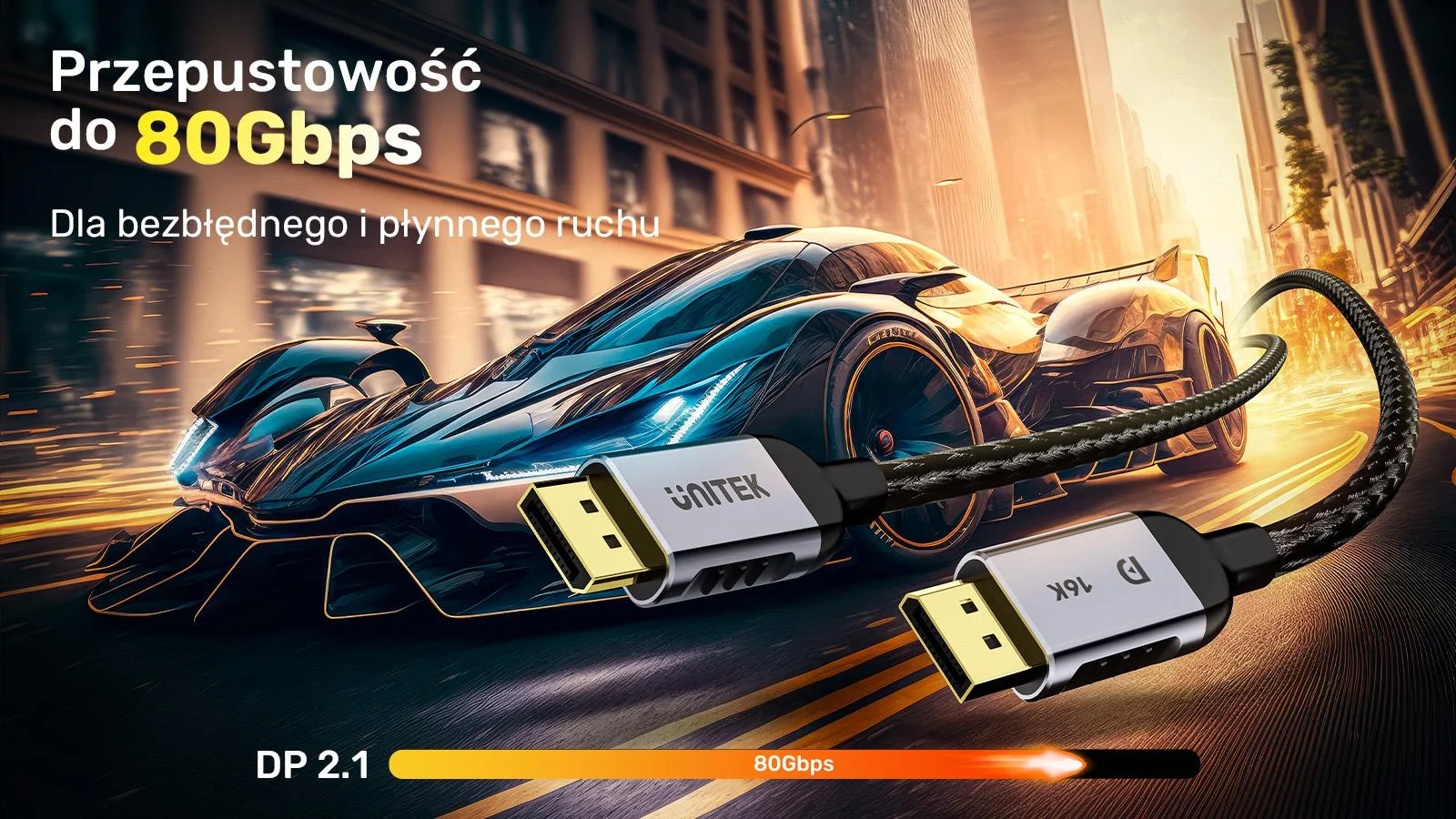 Unitek Przewód DisplayPort 2.1 8K@120Hz 1m