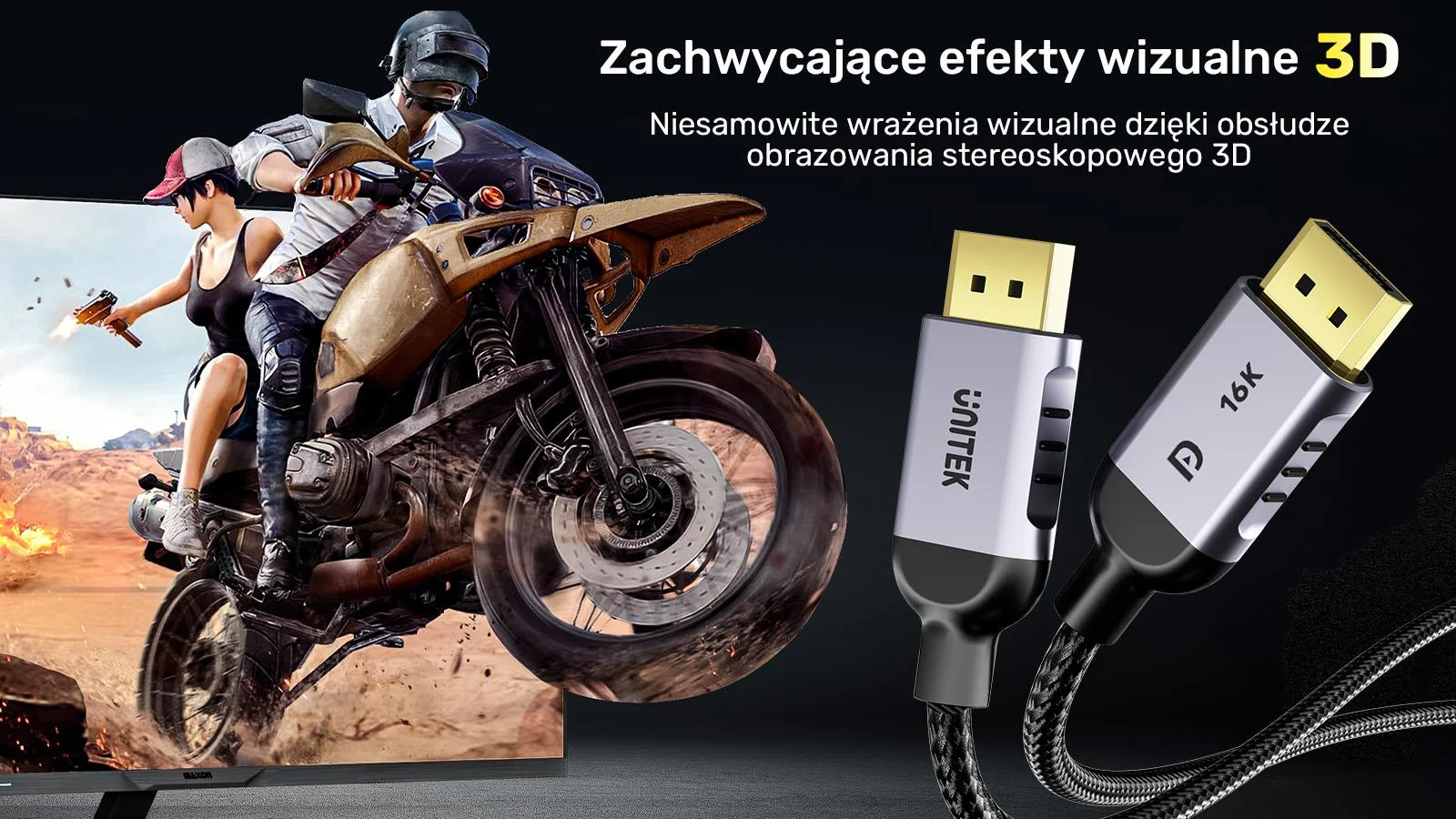 Unitek Przewód DisplayPort 2.1 8K@120Hz 1m