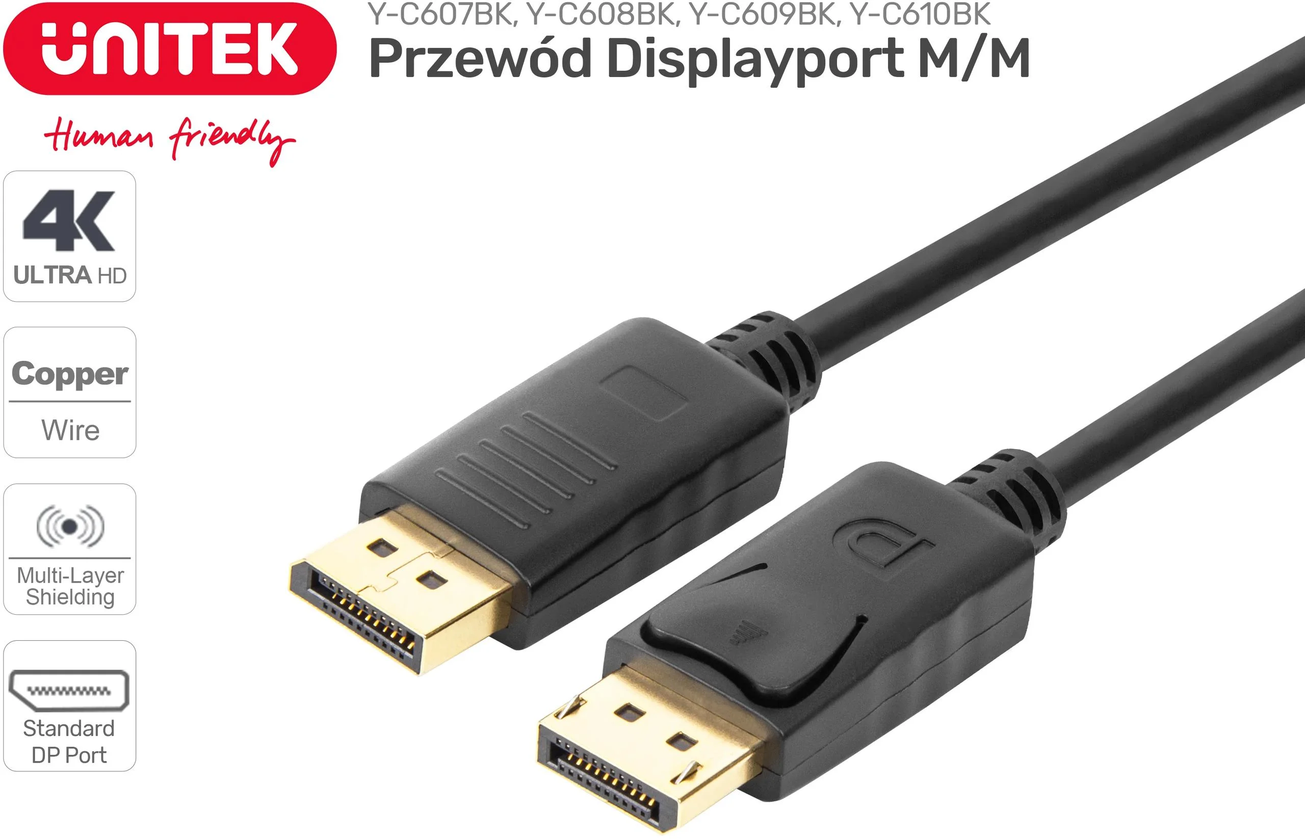 Unitek przewód Displayport M/M 3M