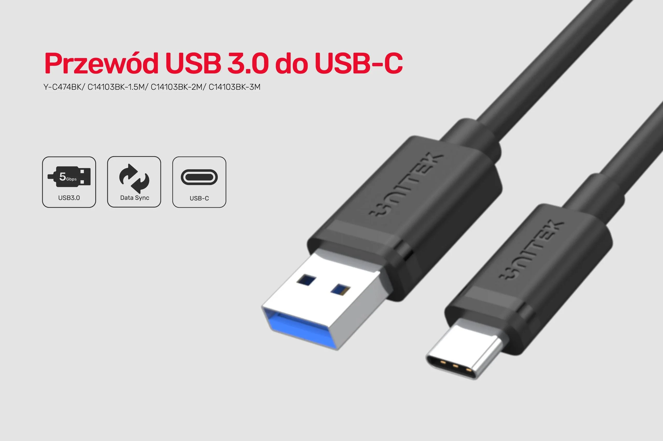 Unitek przewód USB 3.1 typ A - typ C M-M 1.5 m