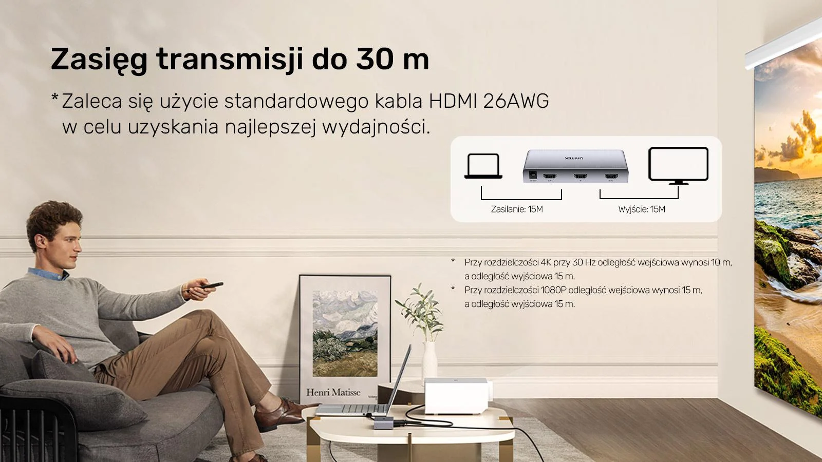 Unitek Rozgałęźnik sygnału HDMI 1 IN-2 OUT 4K