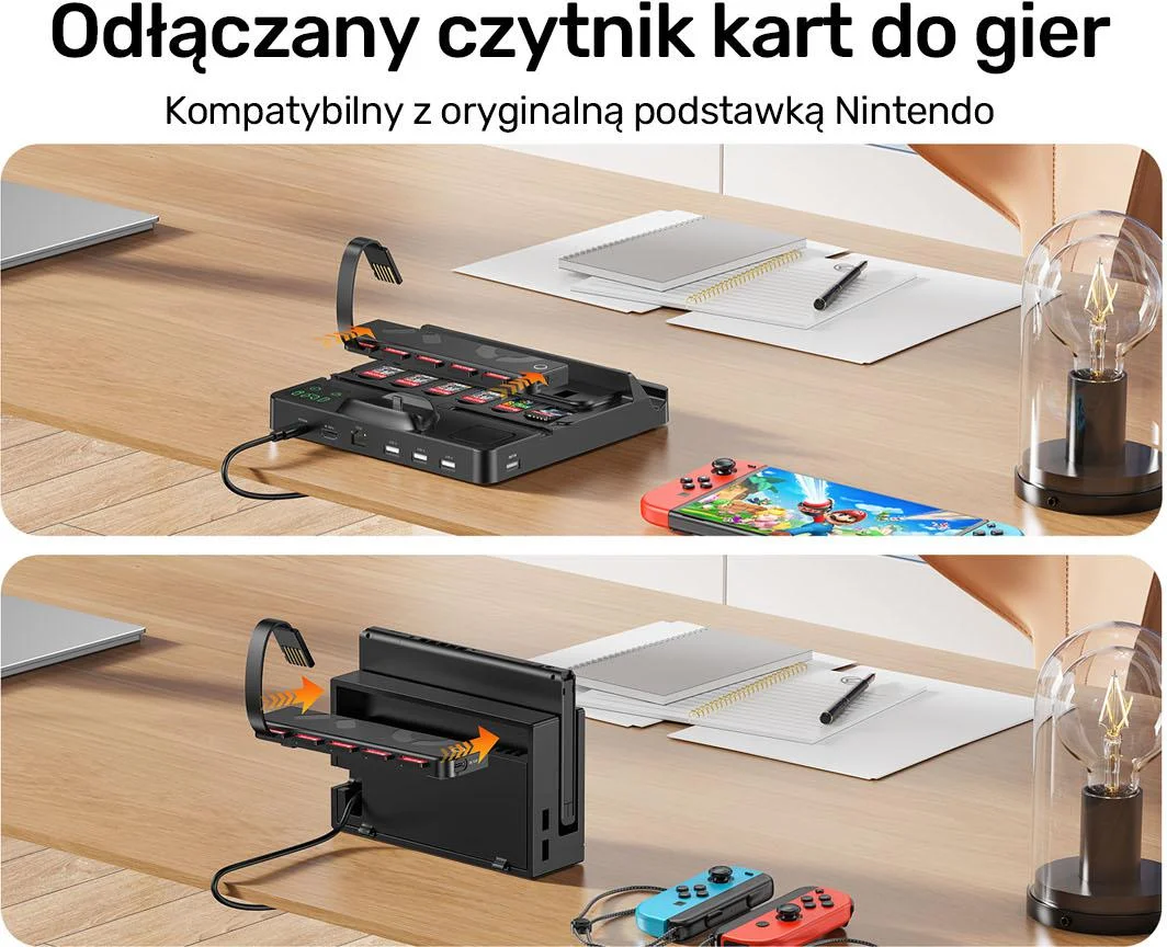 Unitek stacja ładująca Switch z przełącznikiem i czytnikiem kart do gier