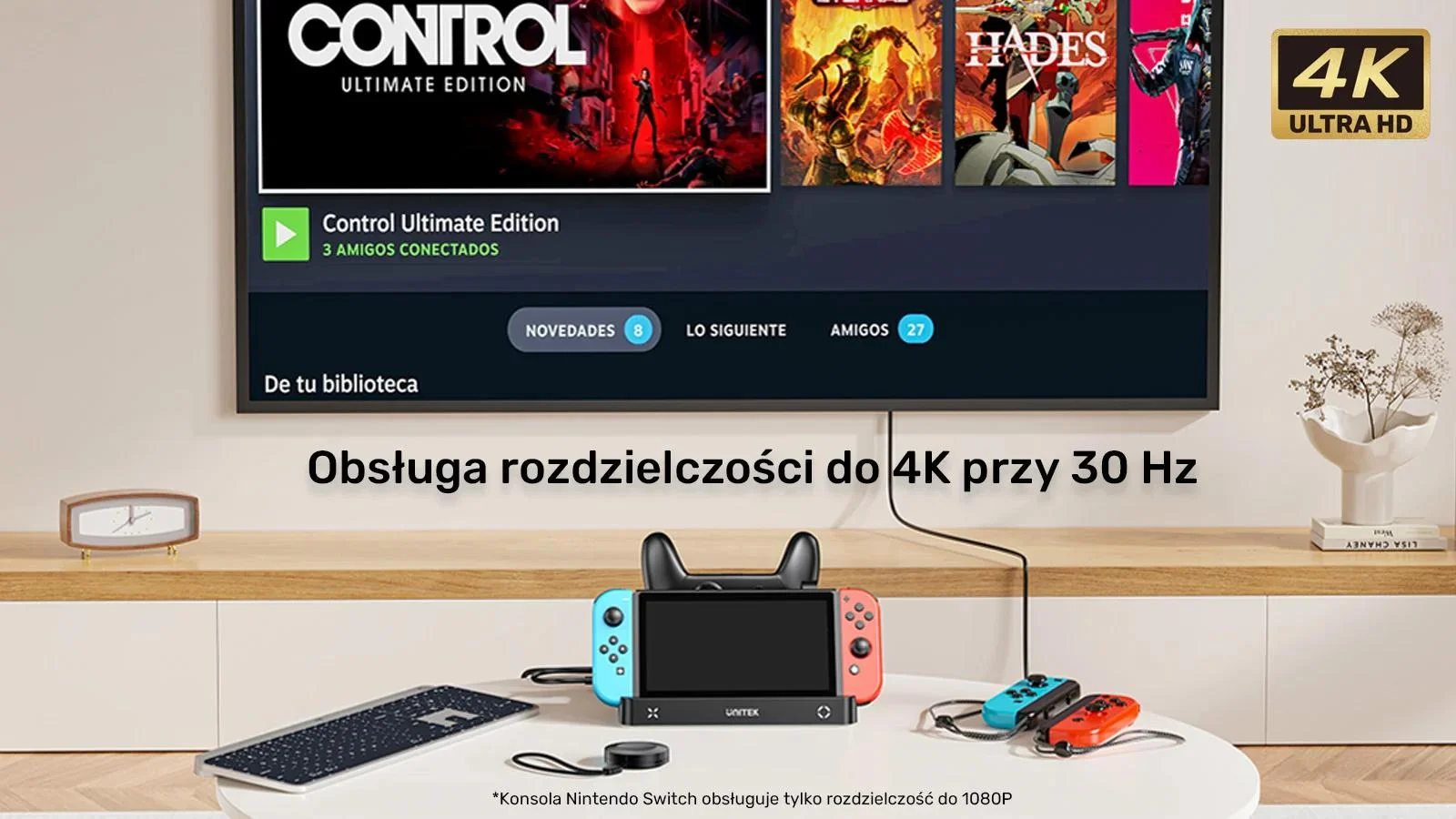 Unitek stacja ładująca Switch z przełącznikiem i czytnikiem kart do gier