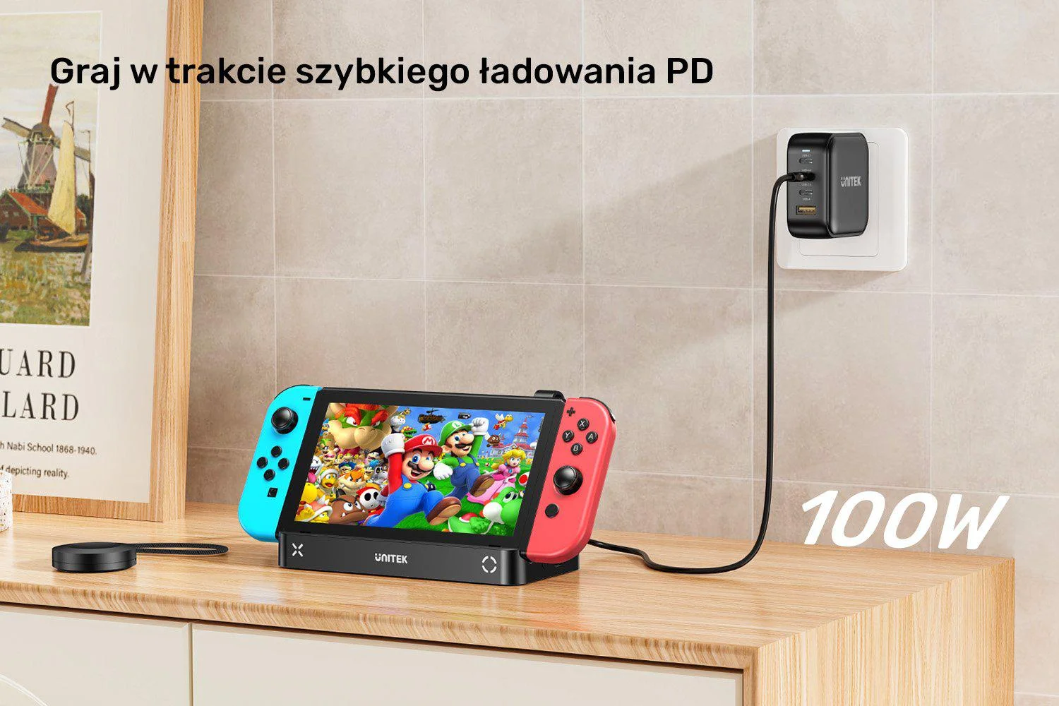 Unitek Stacja dokująca do Nintendo Switch, PD 100W, HDMI 4K, RJ-45, czytnik kart