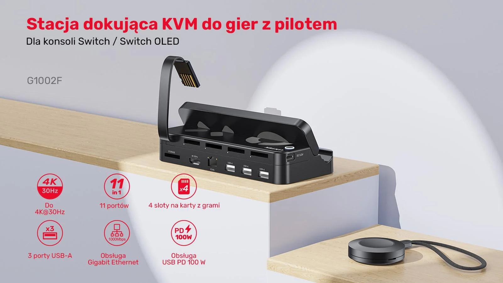 Unitek Stacja dokująca do Nintendo Switch + pilot