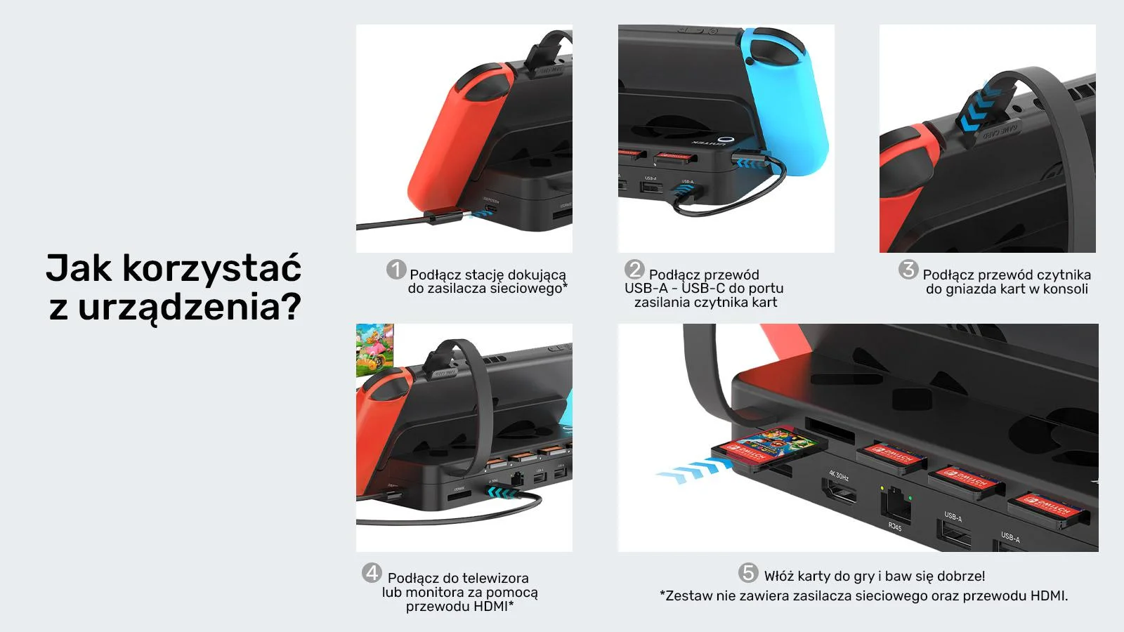 Unitek Stacja dokująca do Nintendo Switch + pilot