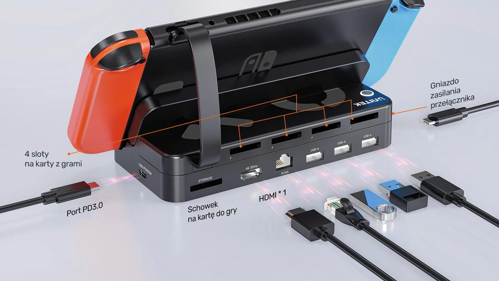 Unitek Stacja dokująca do Nintendo Switch + pilot