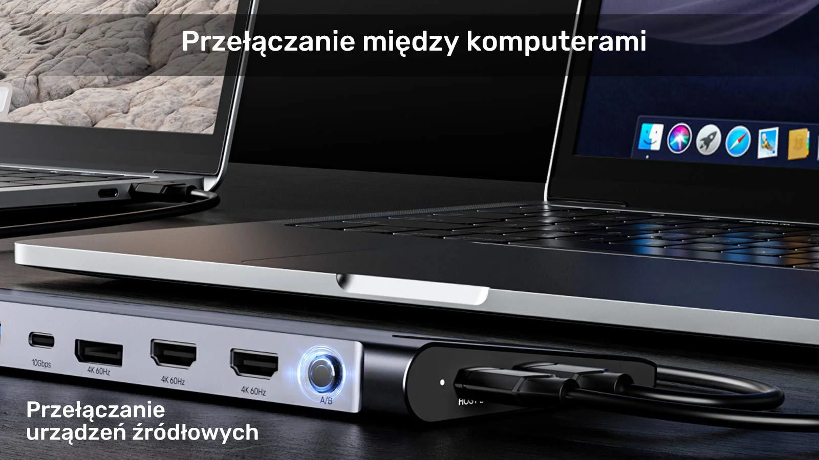 Unitek Stacja dokująca KVM z funkcją podstawki, potrójne wyjście 4K, USB-C, MST, HDMI 2.0