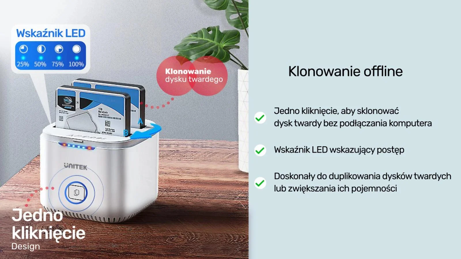 Unitek Stacja klonująca Bay SATA USB3.0 do SATA6G 2,5" z funkcją UASP 5 Gbps