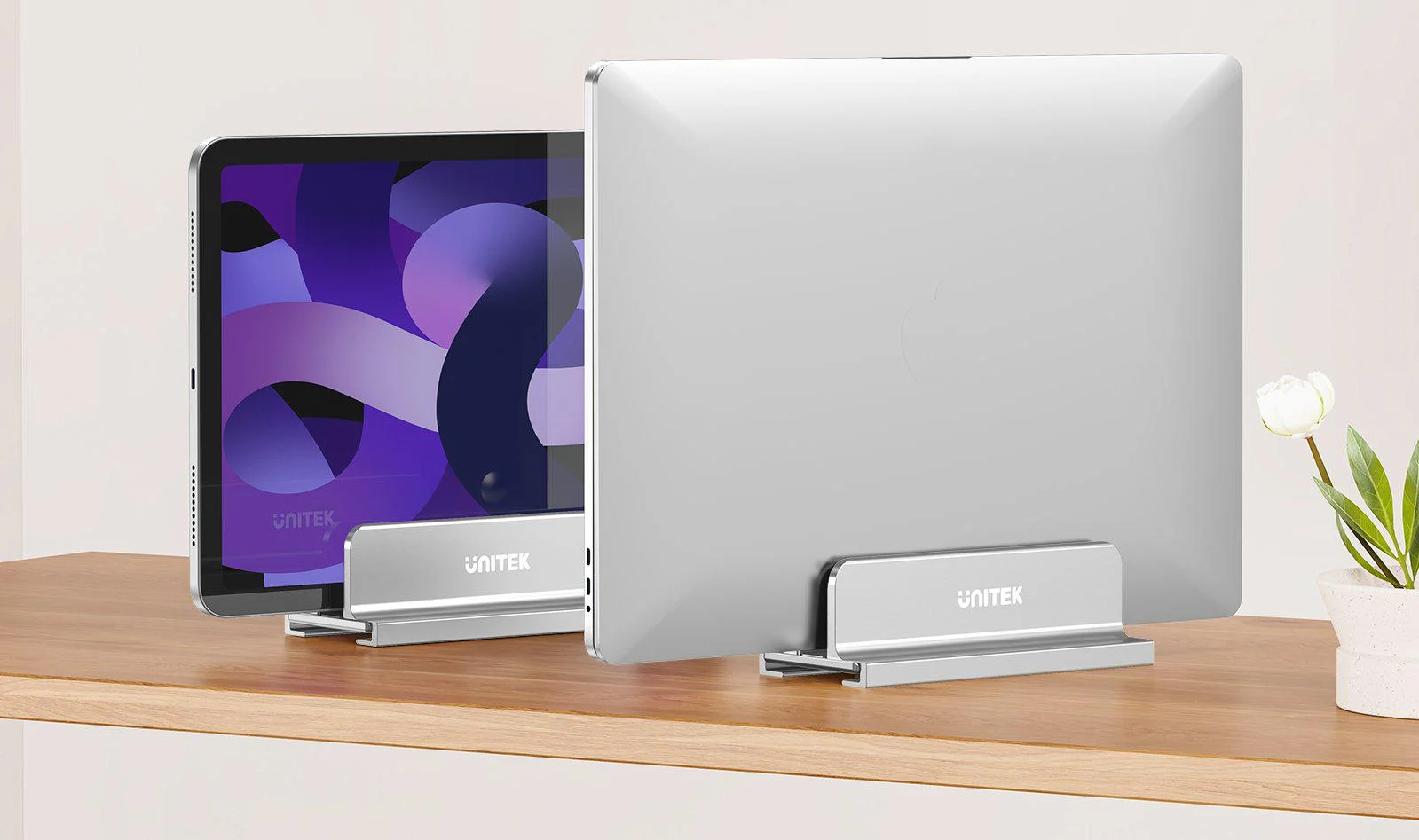 Unitek Stojak na laptopa, pionowy, aluminium