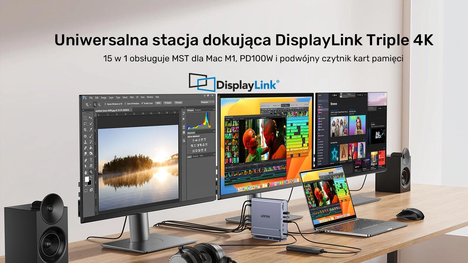 Unitek Uniwersalna stacja dokująca DisplayLink 4K x3