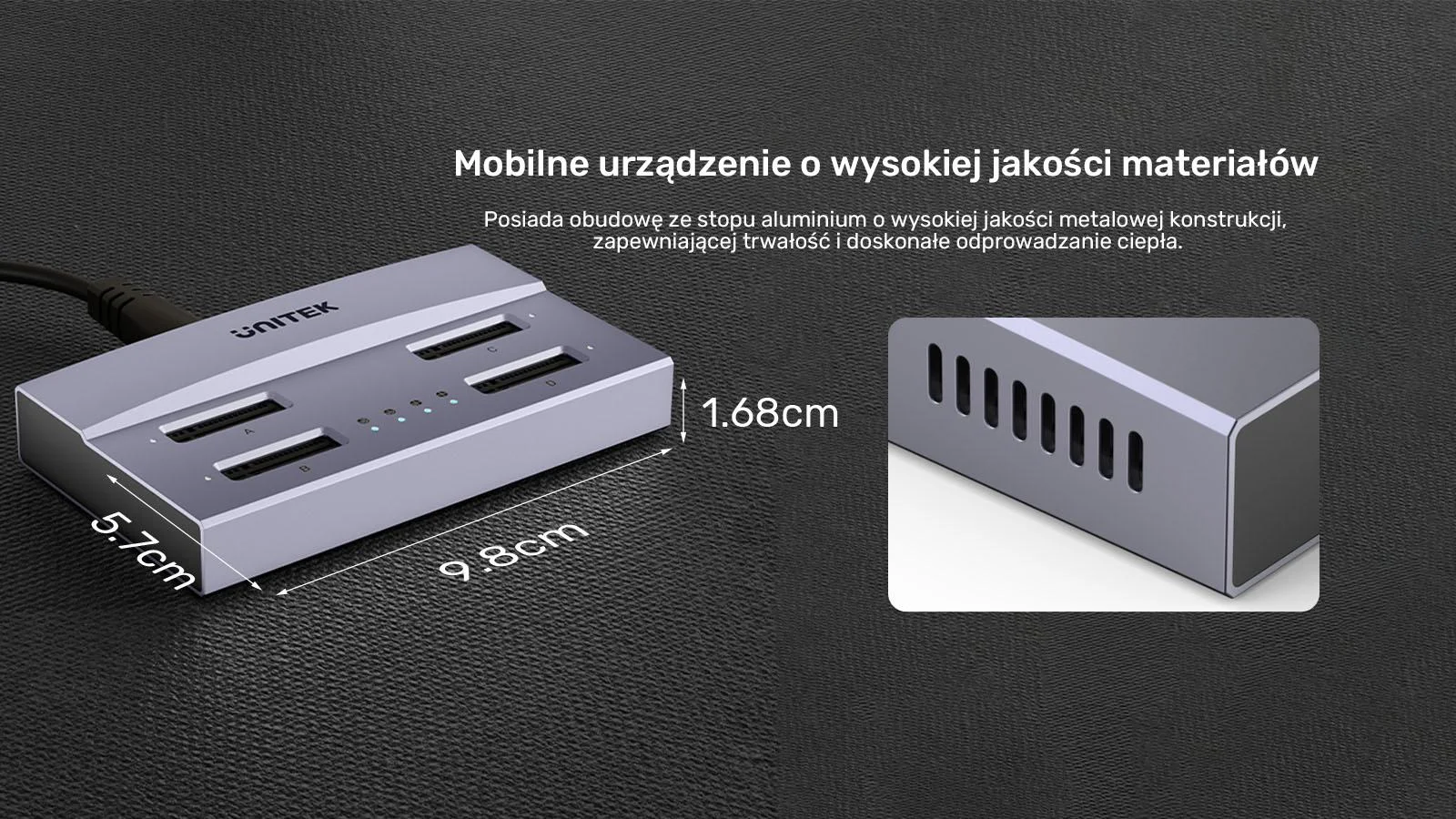 Unitek USB4 4-kieszeniowa stacja dokująca/ klonująca M.2 SSD
