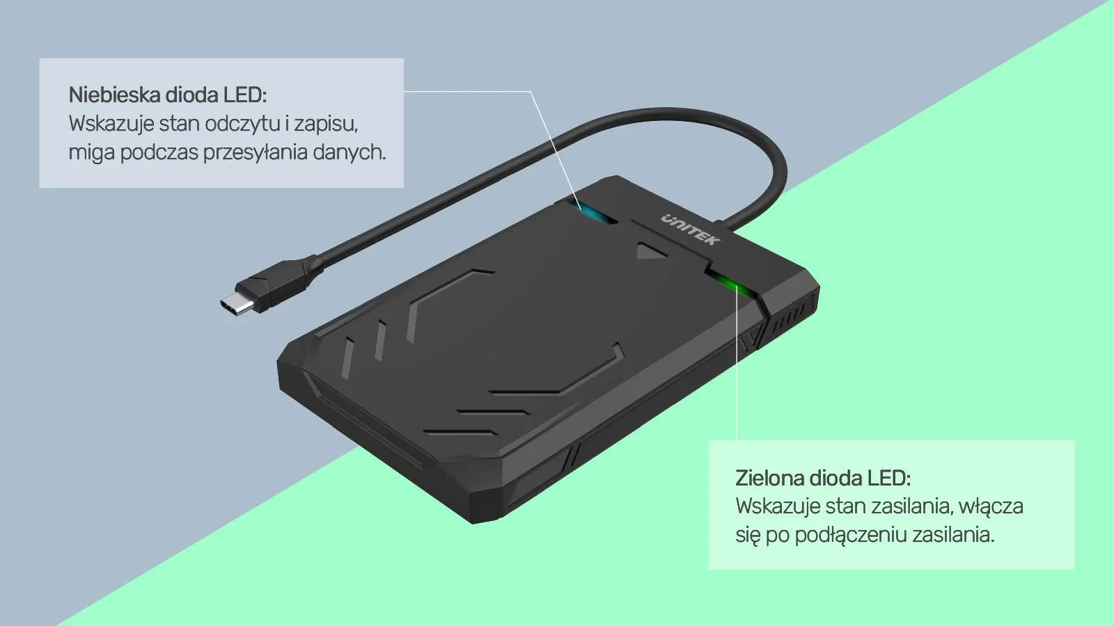 Unitek Y-3036A Obudowa USB-C 6Gbps HDD/SSD SATA UASP