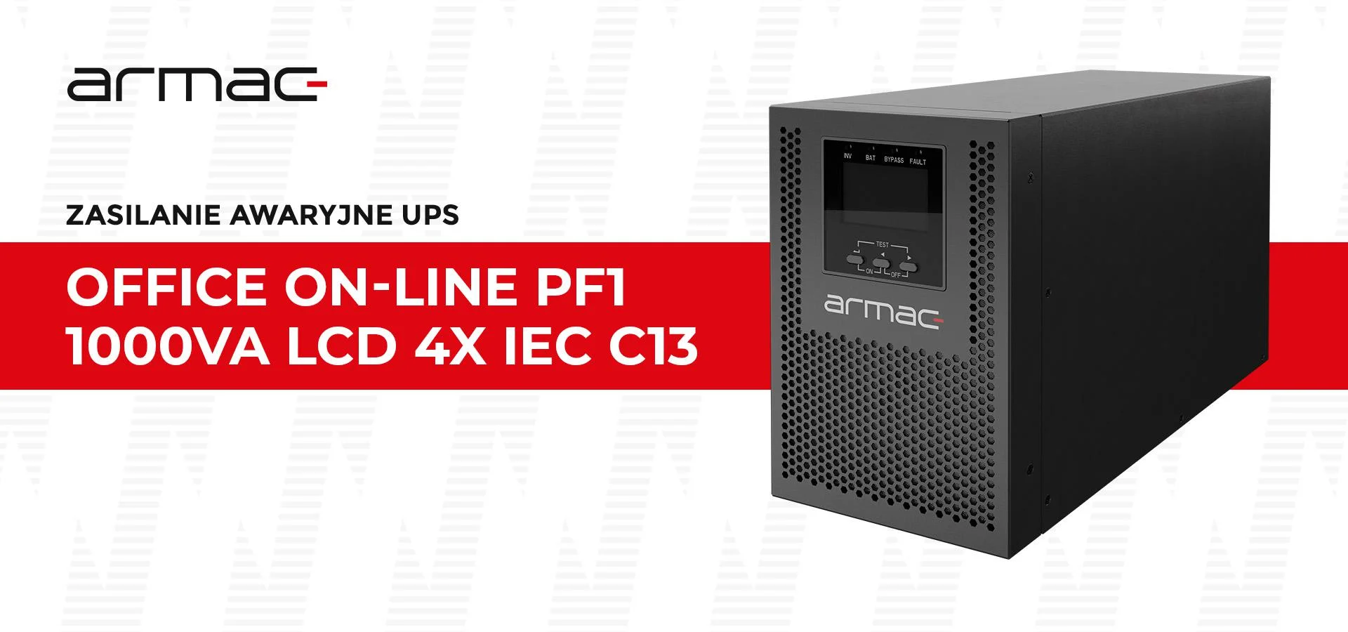 UPS ZASILACZ AWARYJNY Armac Office 1000VA ON-LINE PF1 Dust Free