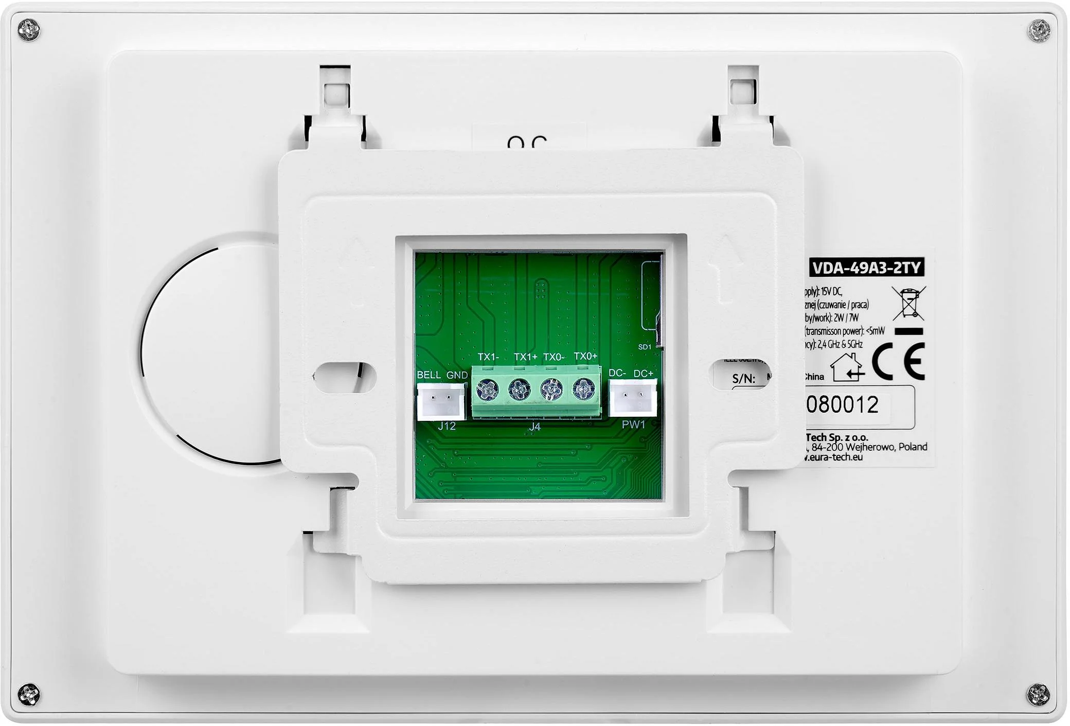 Wideodomofon EURA 2-żyłowy VDP-49A3-2TY biały Tuya