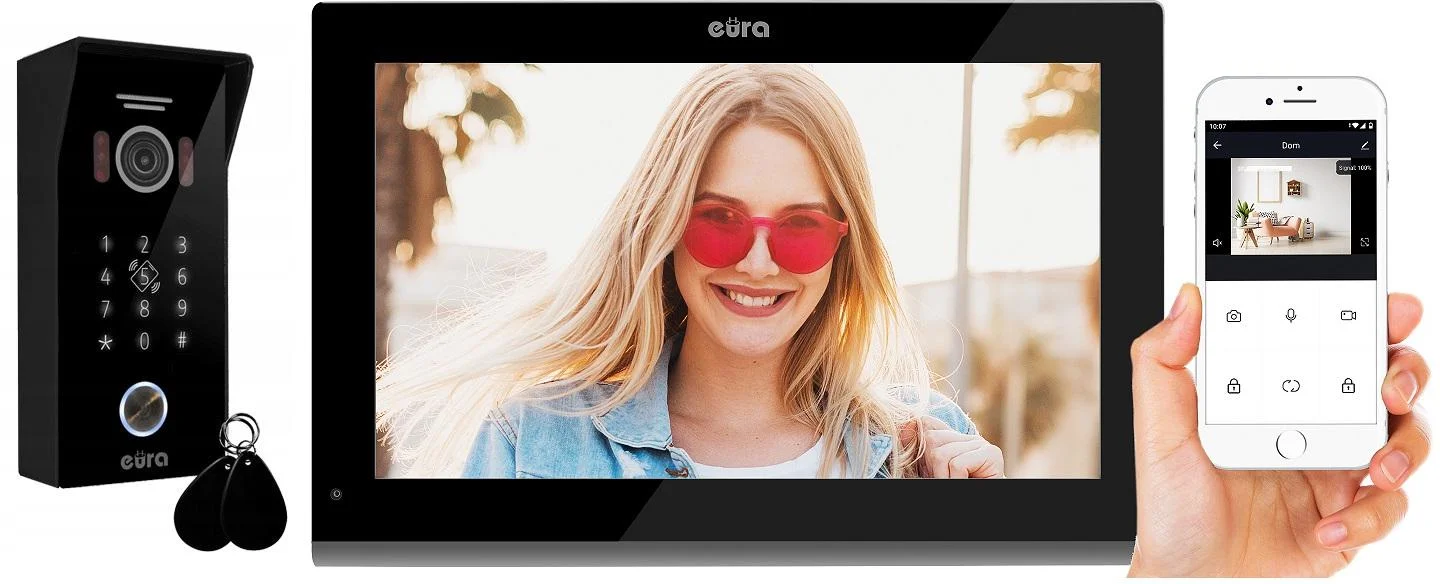 WIDEODOMOFON EURA VDP-99C5 czarny, WiFi, RFID, TUYA 