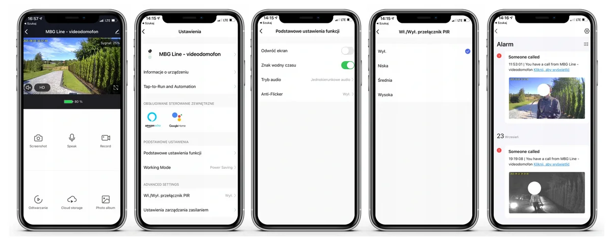 PONIŻEJ ZRZUTY EKRANÓW Z OBSŁUGI WIDEODOMOFONU WIFI FullHD W APLIKACJI TUYA SMART HOME
