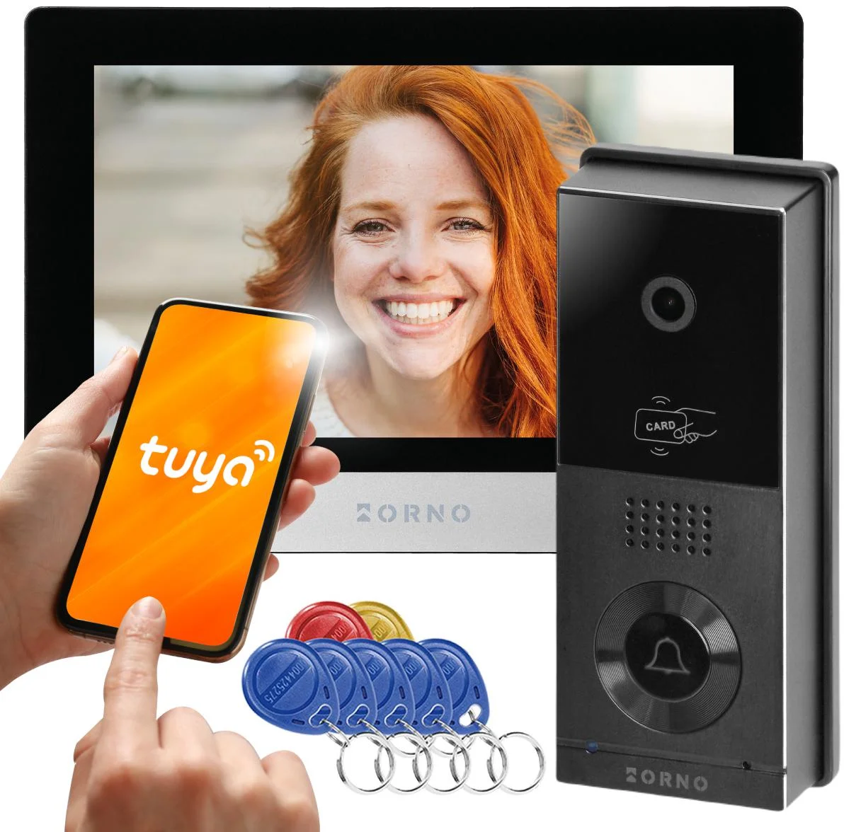 Zestaw wideodomofonowy jednorodzinny 2-żyłowy 8" WiFi ORNO XIRAN OR-VID-MA-1079/B - najważniejsze cechy: