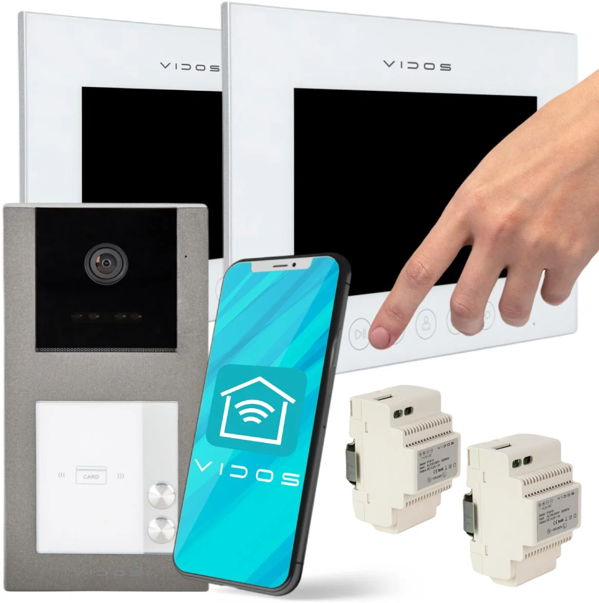 Zestaw wideodomofonowy VIDOS 2xM11W-X/S11-2 z dwoma wewnętrznymi monitorami sterującymi LCD i stacją bramową