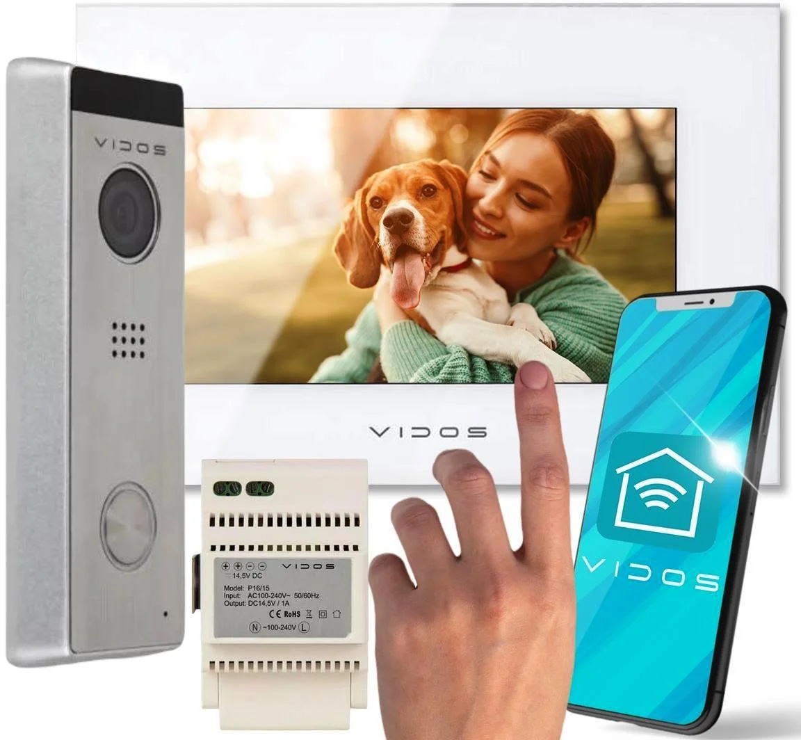 Zestaw wideodomofonowy VIDOS M10W-X/S10 z monitorem sterującym i stacją bramową AHD