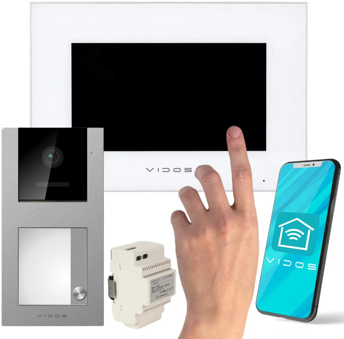 Wideodomofon VIDOS M10W-X/S11-1 z wewnętrznym monitorem sterującym LCD i stacją bramową AHD