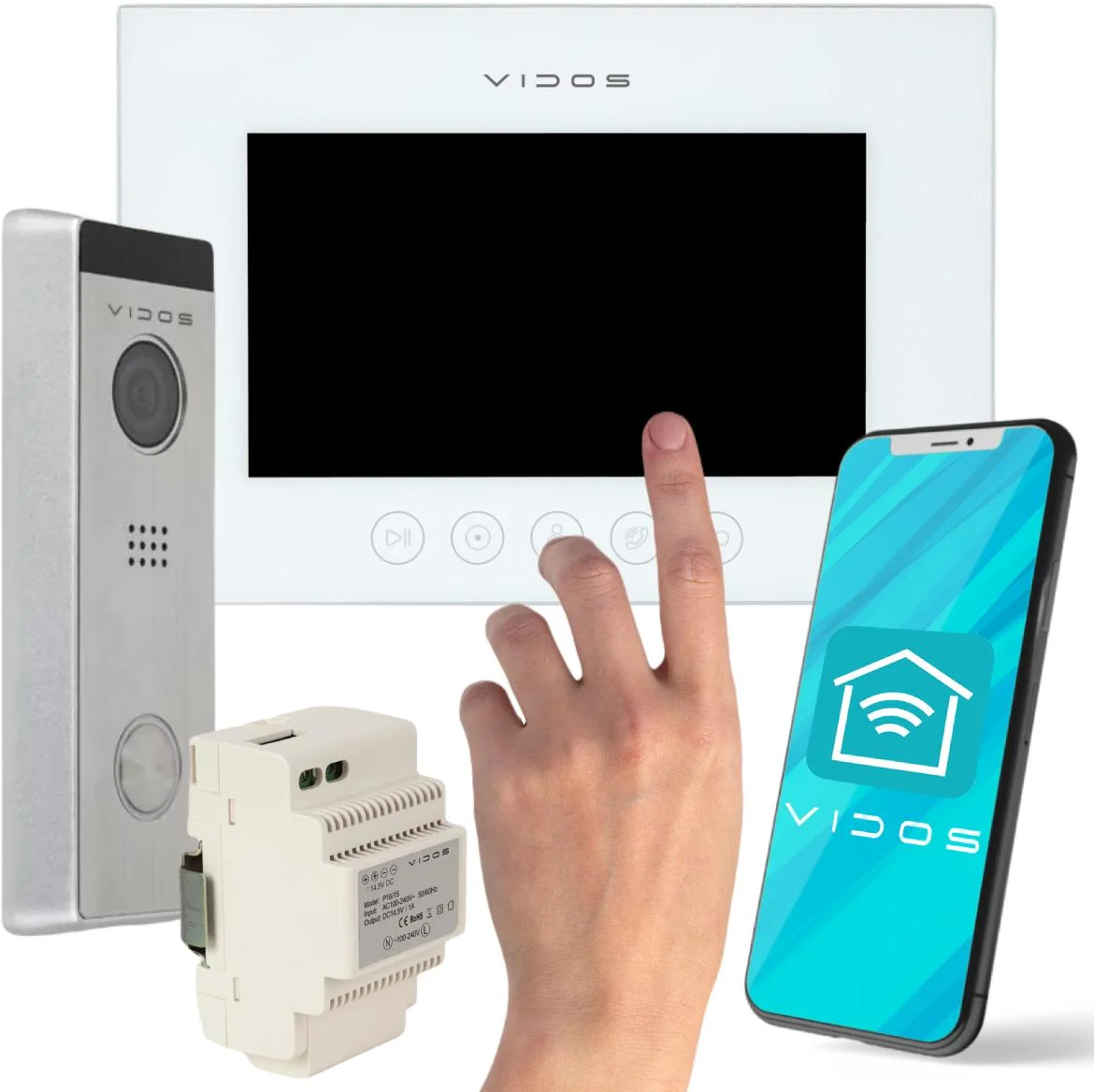 Zestaw wideodomofonowy VIDOS M11W-X/S10 z monitorem sterującym i stacją bramową AHD