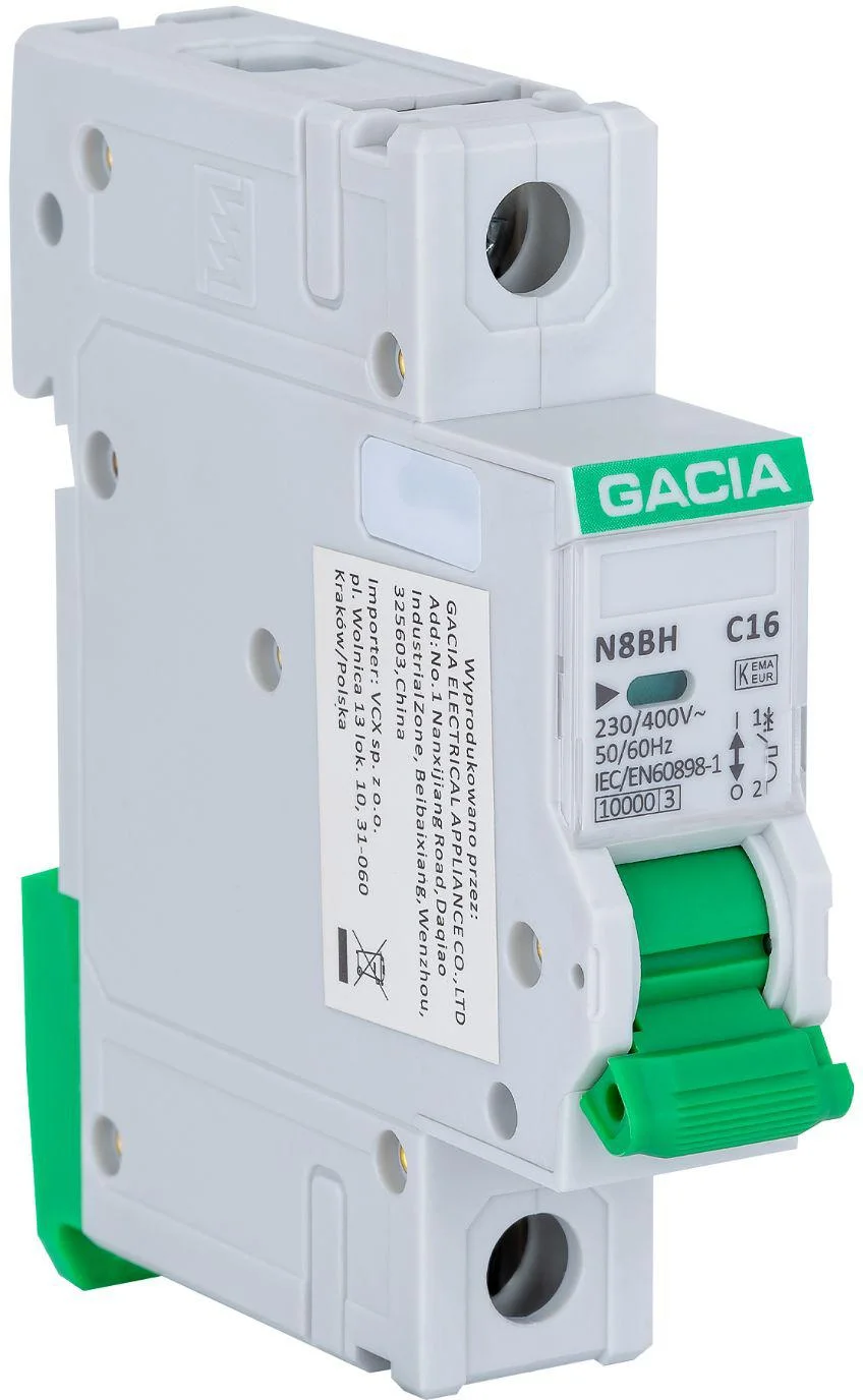 Wyłącznik nadprądowy GACIA N8BH 10KA C 1P 32A