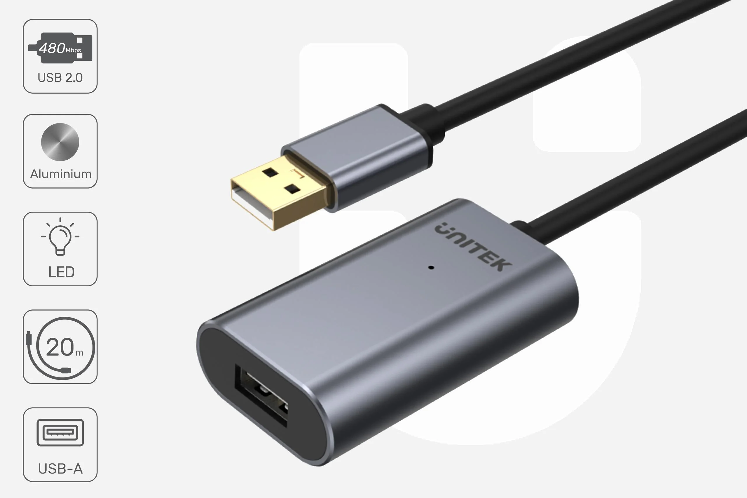 Wzmacniacz sygnału Unitek Y-274 USB 2.0 20m