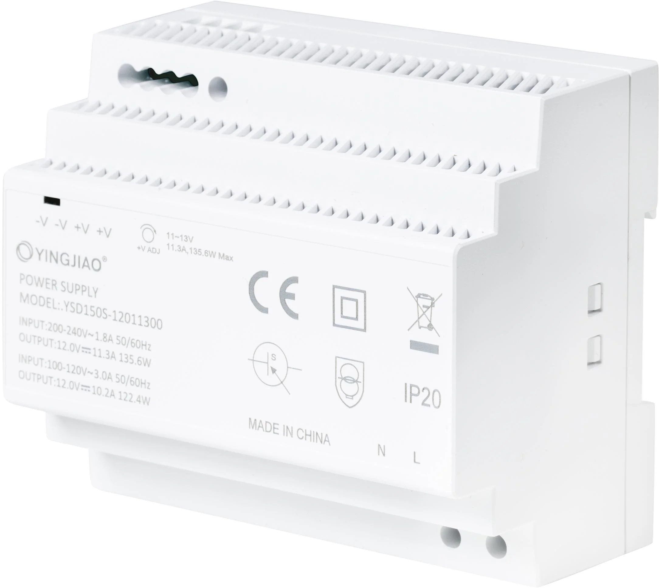ZASILACZ IMPULSOWY NA SZYNĘ DIN YINGJIAO YSD150S-12011300 12V/136W/11,3A - DANE TECHNICZNE: