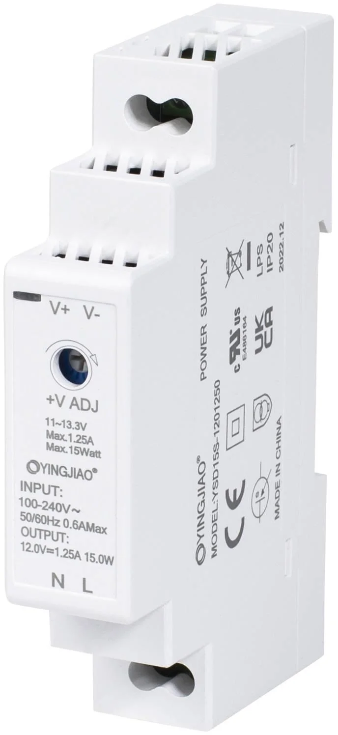 ZASILACZ IMPULSOWY NA SZYNĘ DIN YINGJIAO YSD15S-1201250 12V/15W/1.25A - DANE TECHNICZNE:
