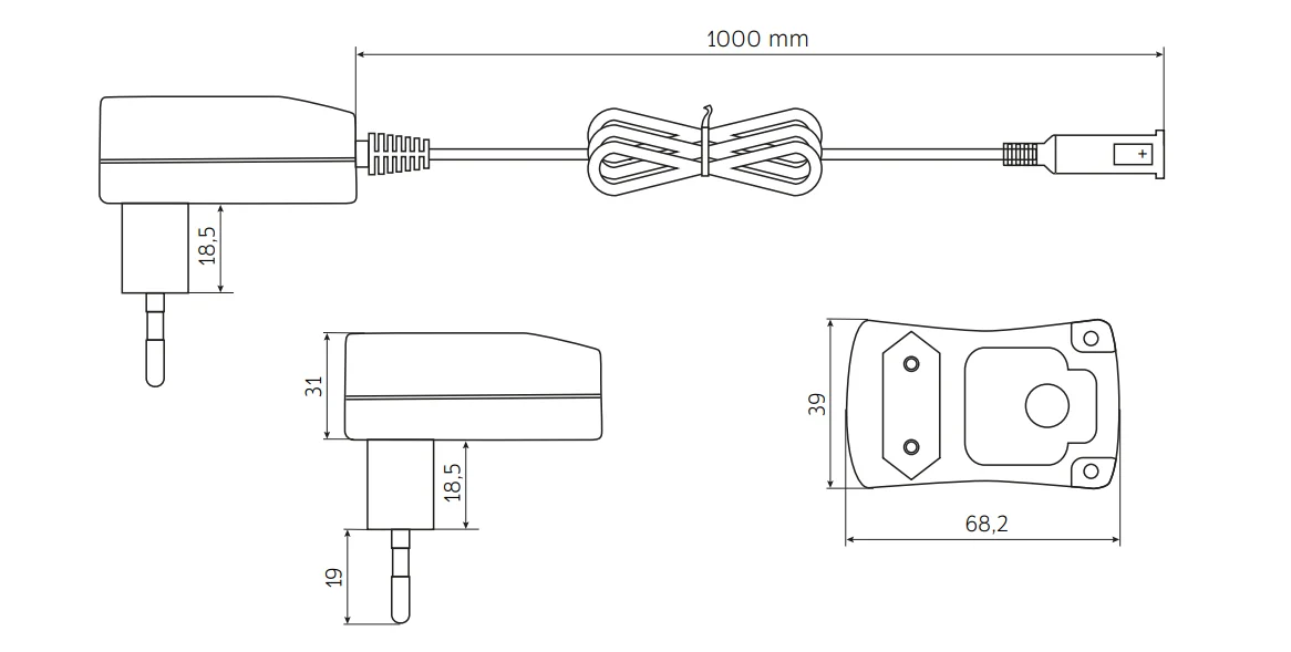 ZASILACZ WTYCZKOWY 3-12V 2A 1m. 3V 4,5V 5V 6V 7,5V 9V 12VDC REGULOWANY ESPE