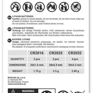 zestaw 8 baterii 30v 4x cr2032 2x cr2025 2x cr2016 everactiv 881eaa5b912a4fdeafd1b3a92fc2c6b7