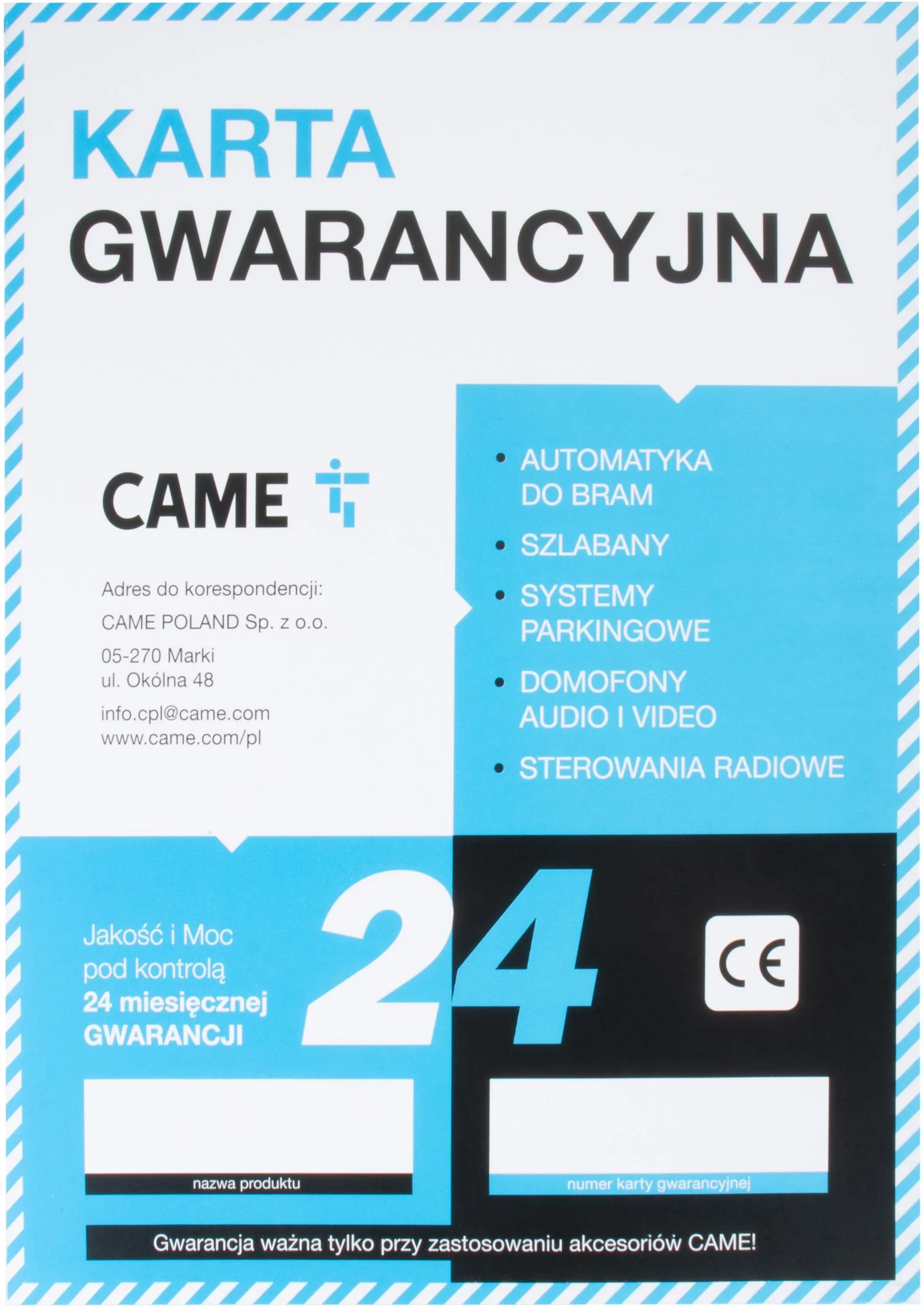 Specyfikacja techniczna i dane zestawu do bram przesuwnych nieprzekraczających 600kg CAME BXV 6 PLUS TOP: