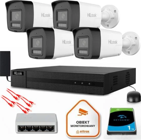 Zestaw do monitoringu Hilook – 4 kamery IP IPCAM-B8-30DL/A