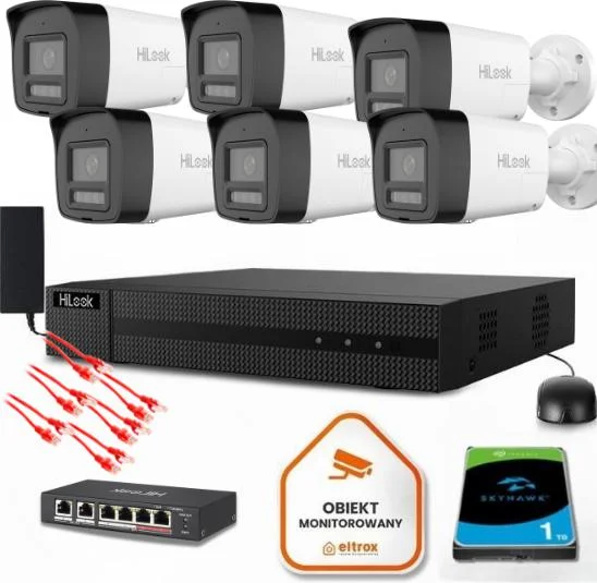 Zestaw do monitoringu Hilook – 6 kamery IP IPCAM-B8-30DL/A