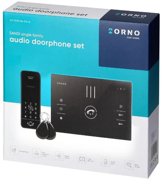 Jednorodzinny zestaw domofonowy z szyfratorem Orno SANDI OR-DOM-BA-933/B - najważniejsze cechy: